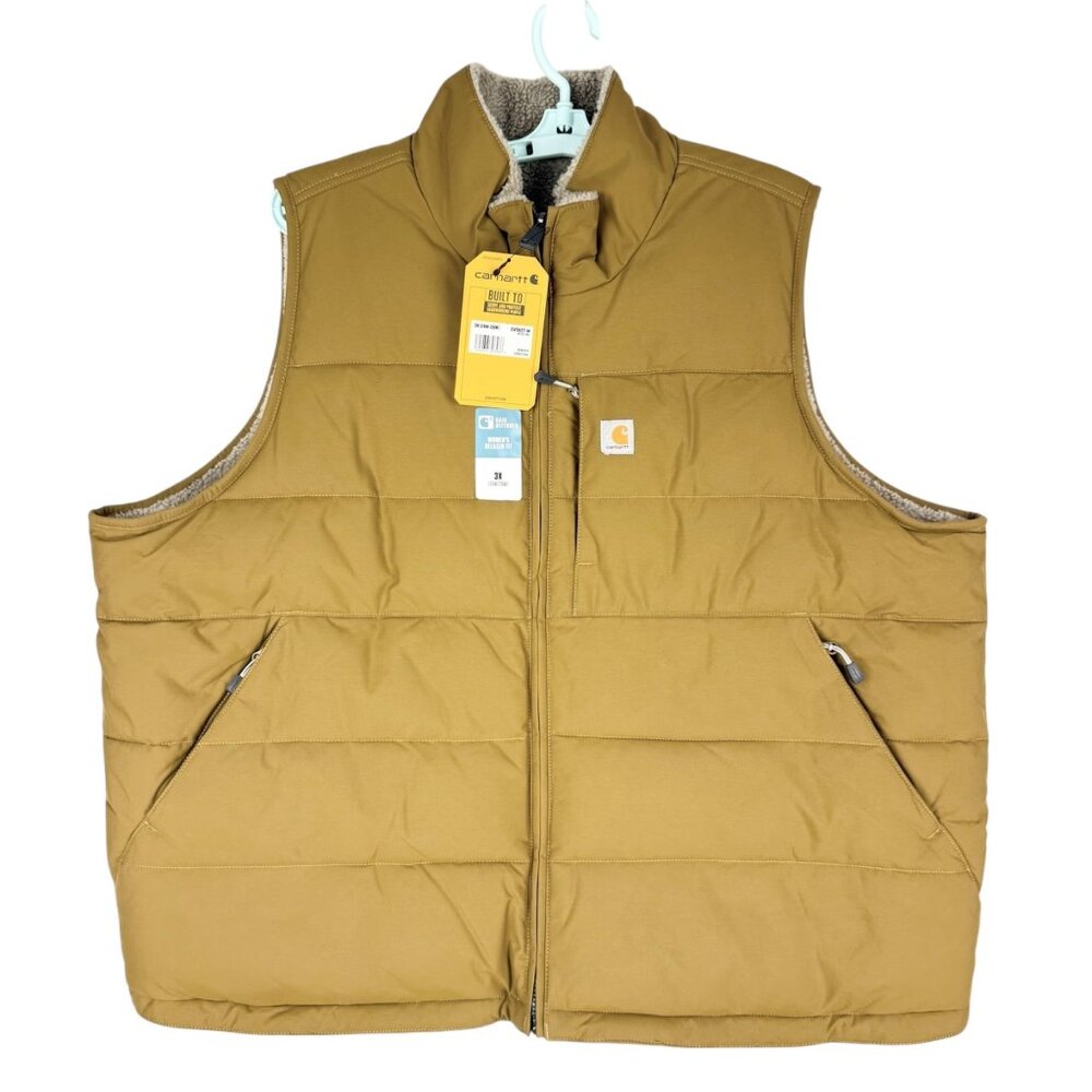 NWT Carhartt Women Montana Tan Relaxed Fit‎ Insulated Reversible Vest 3X 24W/26W